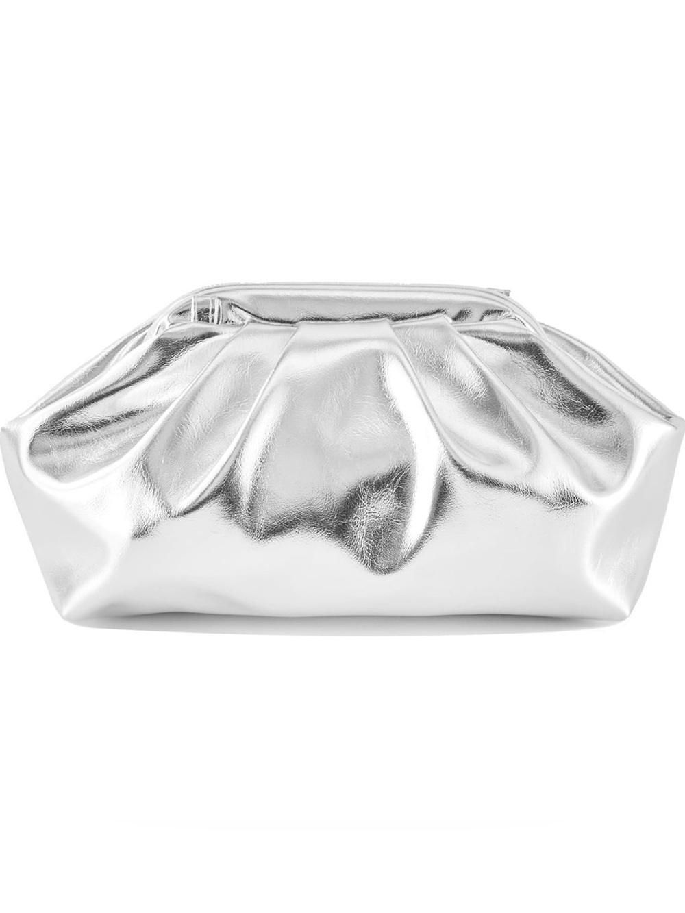 Silver Metallic Soft Clutch Bag